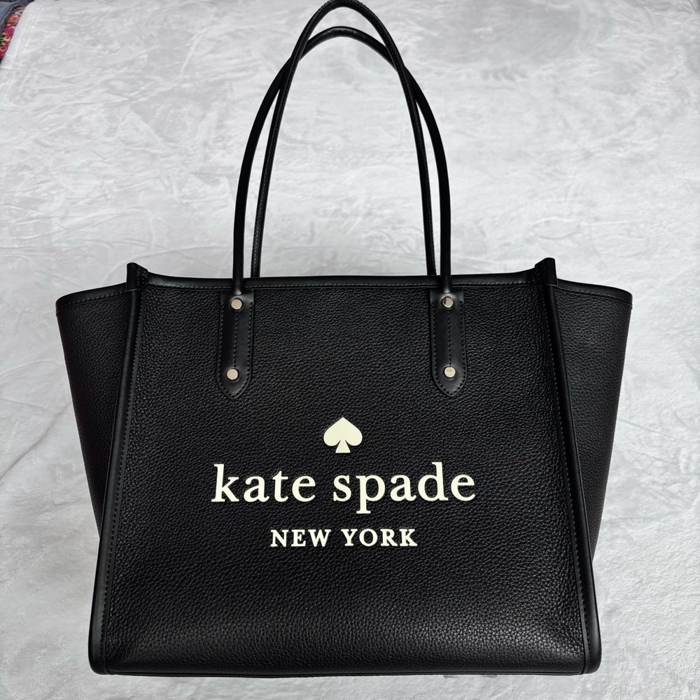 KATE SPADE Ella Large Pebbled Leather Black Tote Handbag--NWT